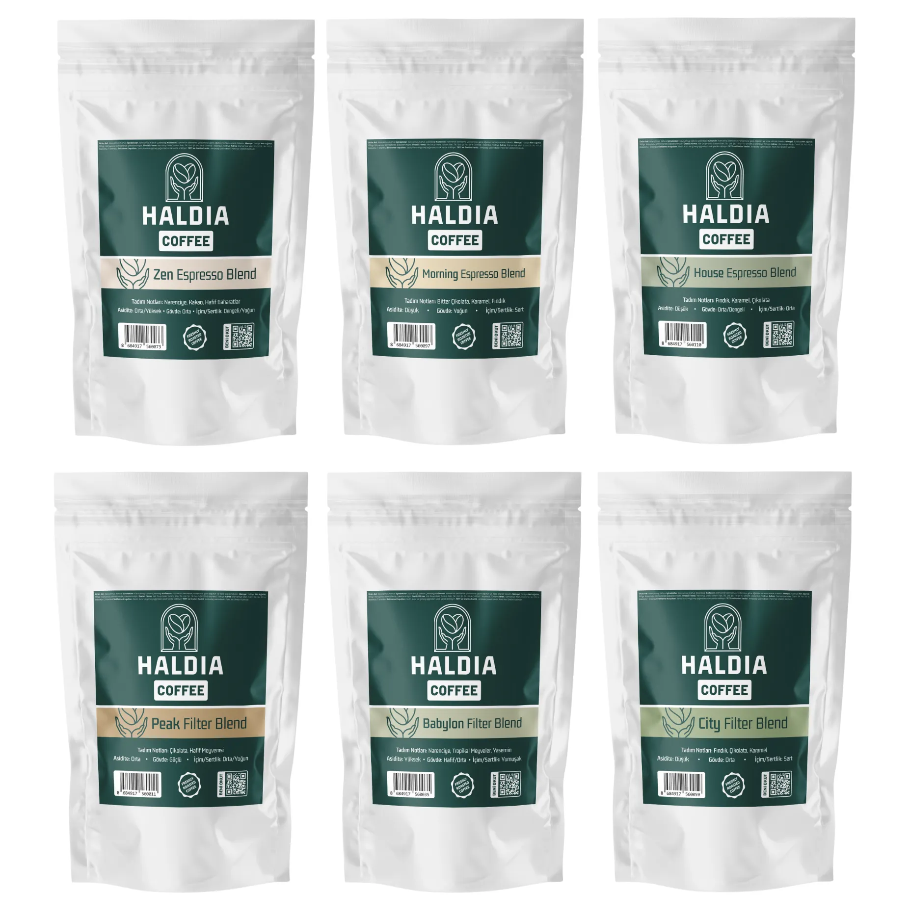 Haldia 6x100gr Espresso ve Filtre Kahve Blend Tadım Seti